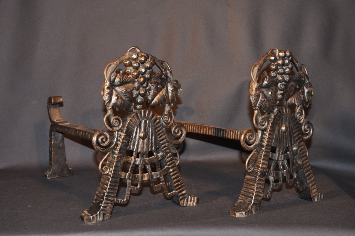 Pair Of Wrought Iron  Andirons 1930