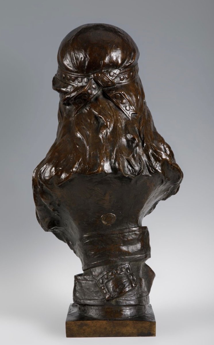 Buste d'Une Femme Orientale, Bronze - Albert Hambresin Belgique -photo-2