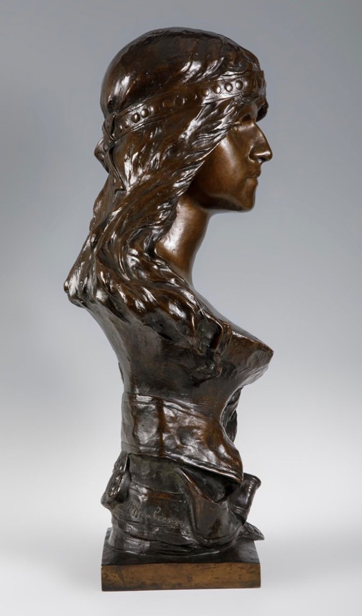 Buste d'Une Femme Orientale, Bronze - Albert Hambresin Belgique -photo-4