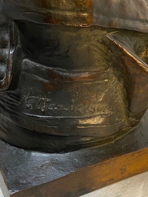Buste d'Une Femme Orientale, Bronze - Albert Hambresin Belgique -photo-1