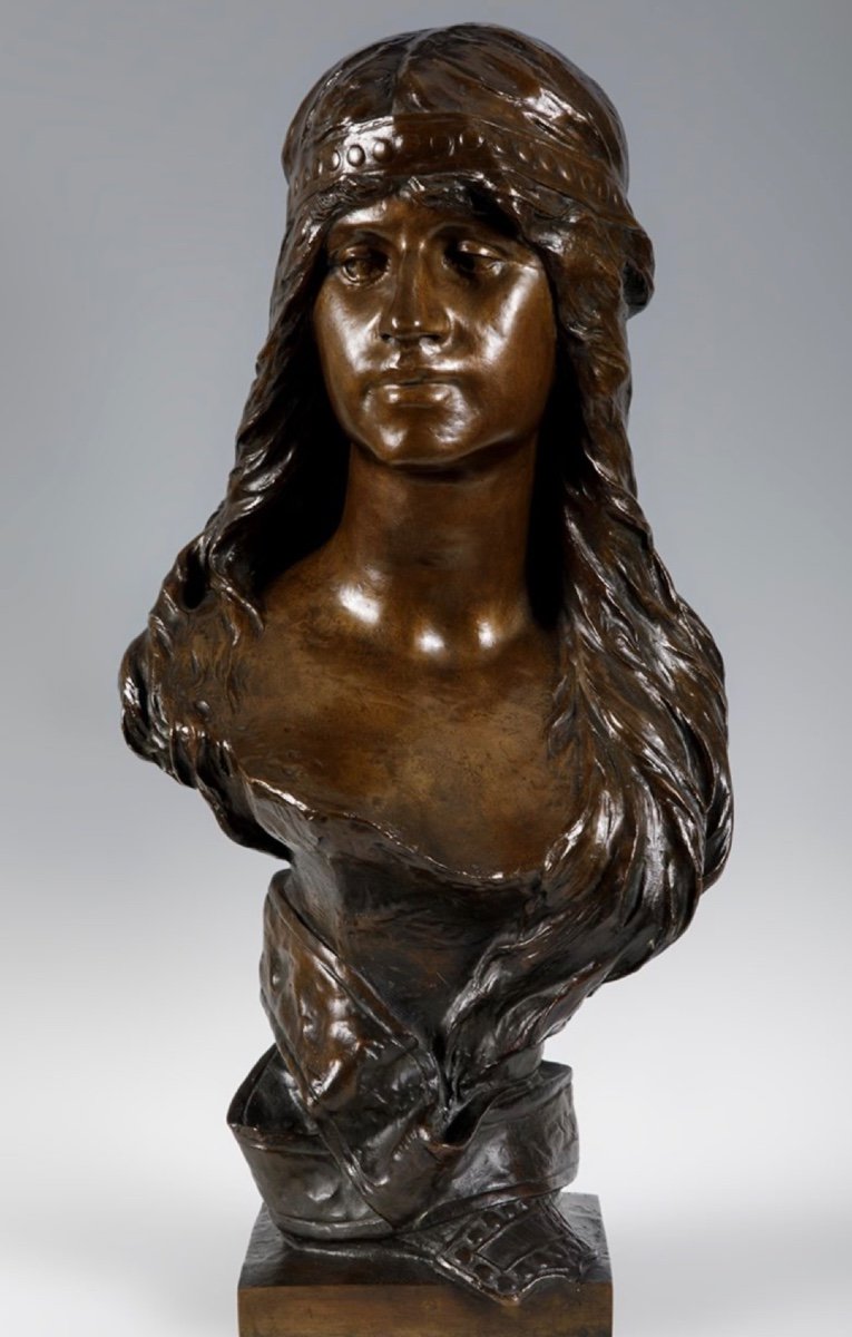 Buste d'Une Femme Orientale, Bronze - Albert Hambresin Belgique 