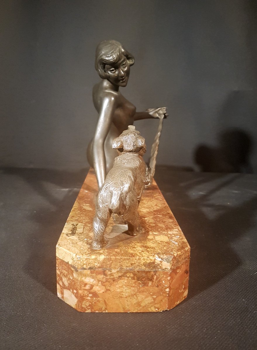 Femme Et Ours, Bronze - Reveyrolis-photo-2