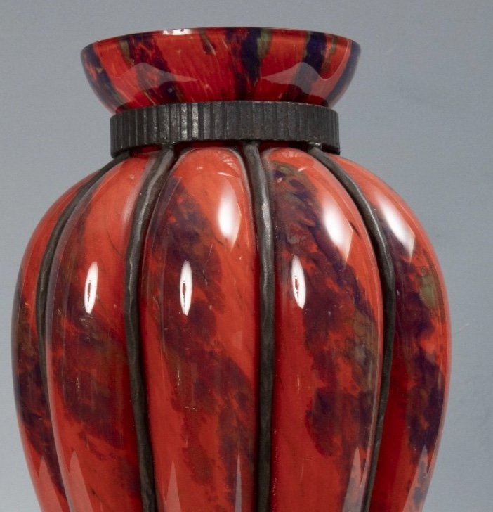Vase, Lorraine Glassware, Bronze Mount-photo-2