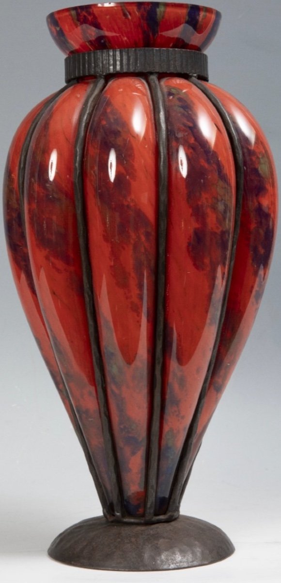 Vase, Lorraine Glassware, Bronze Mount-photo-4