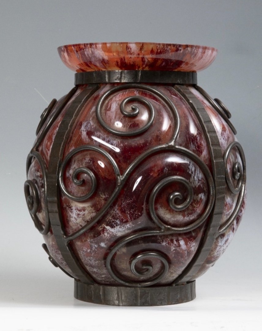 Vase, Lorraine Glassware, Bronze Mount