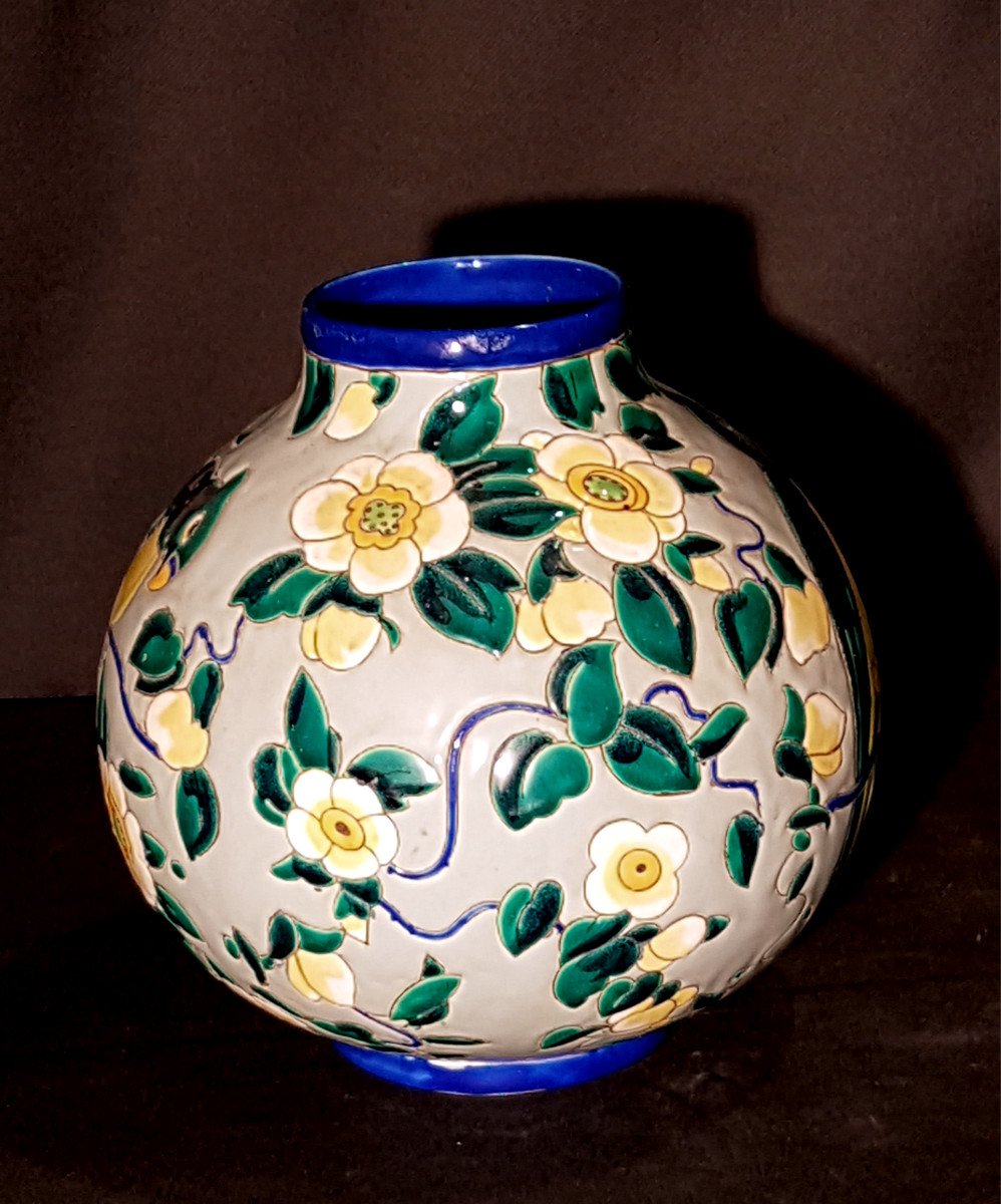 Globular Earthenware Vase, Boch Keramis - Charles Catteau-photo-3