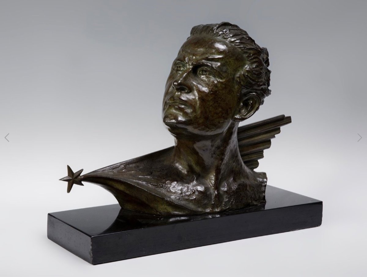 Portrait De Jean Mermoz, Bronze - F. C. Focht-photo-3