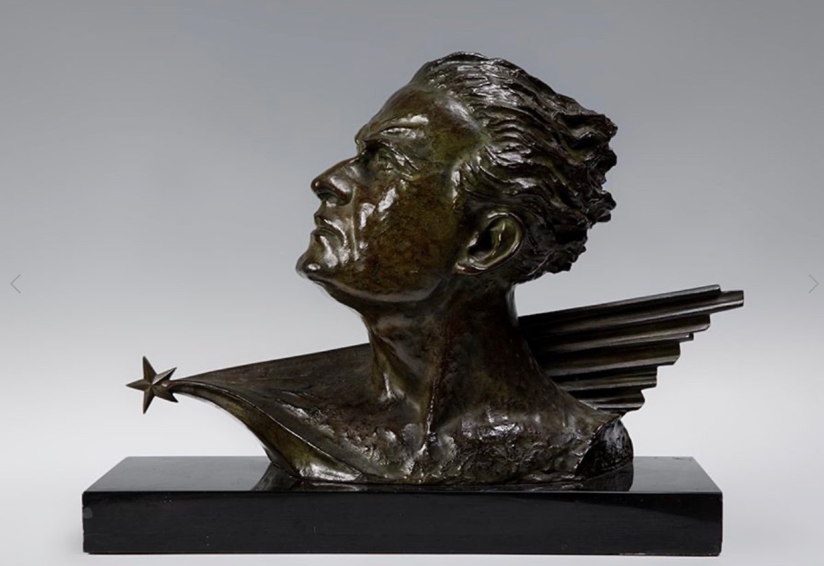 Portrait Of Jean Mermoz, Bronze - Fc Focht