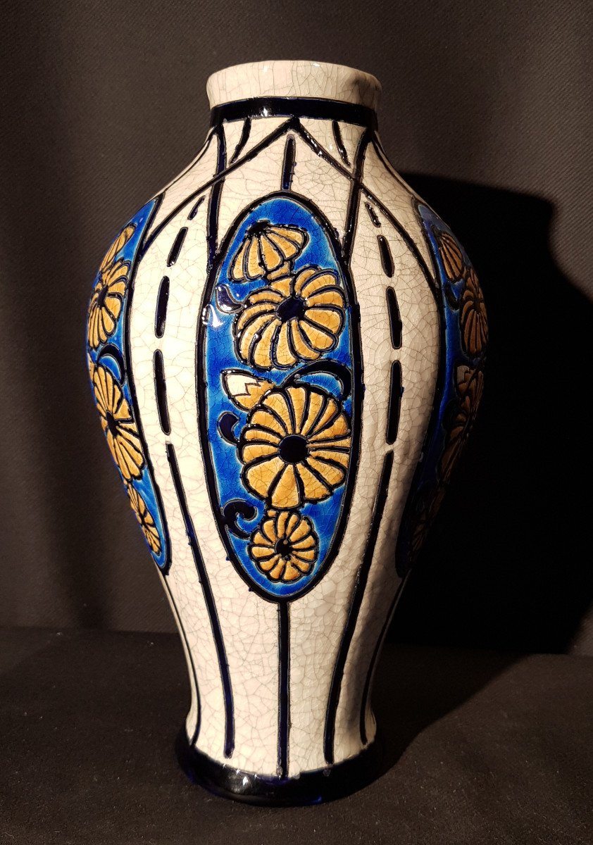 Vase En Faïence Boch Keramis, La Maitrise, c. 1922 - Maurice Dufrènes