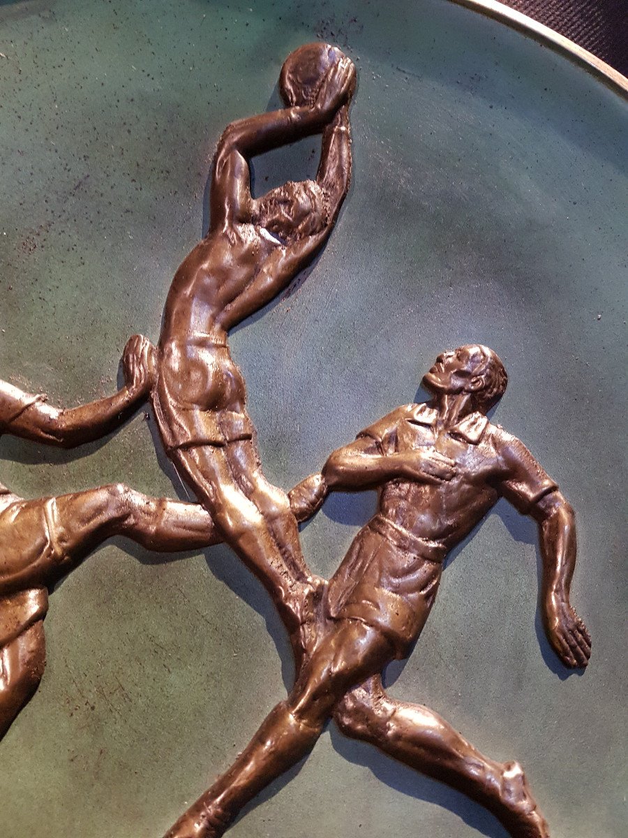 Plat Football Players, Artistic Bronze - Awarded To Pierre Le Faguay-photo-3