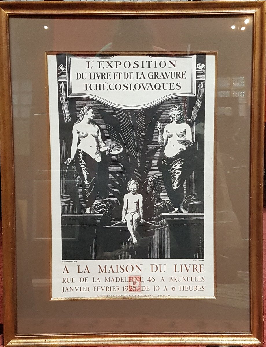 Poster For The Czechoslovak Book And Engraving Exhibition, Goossens Printing 1925