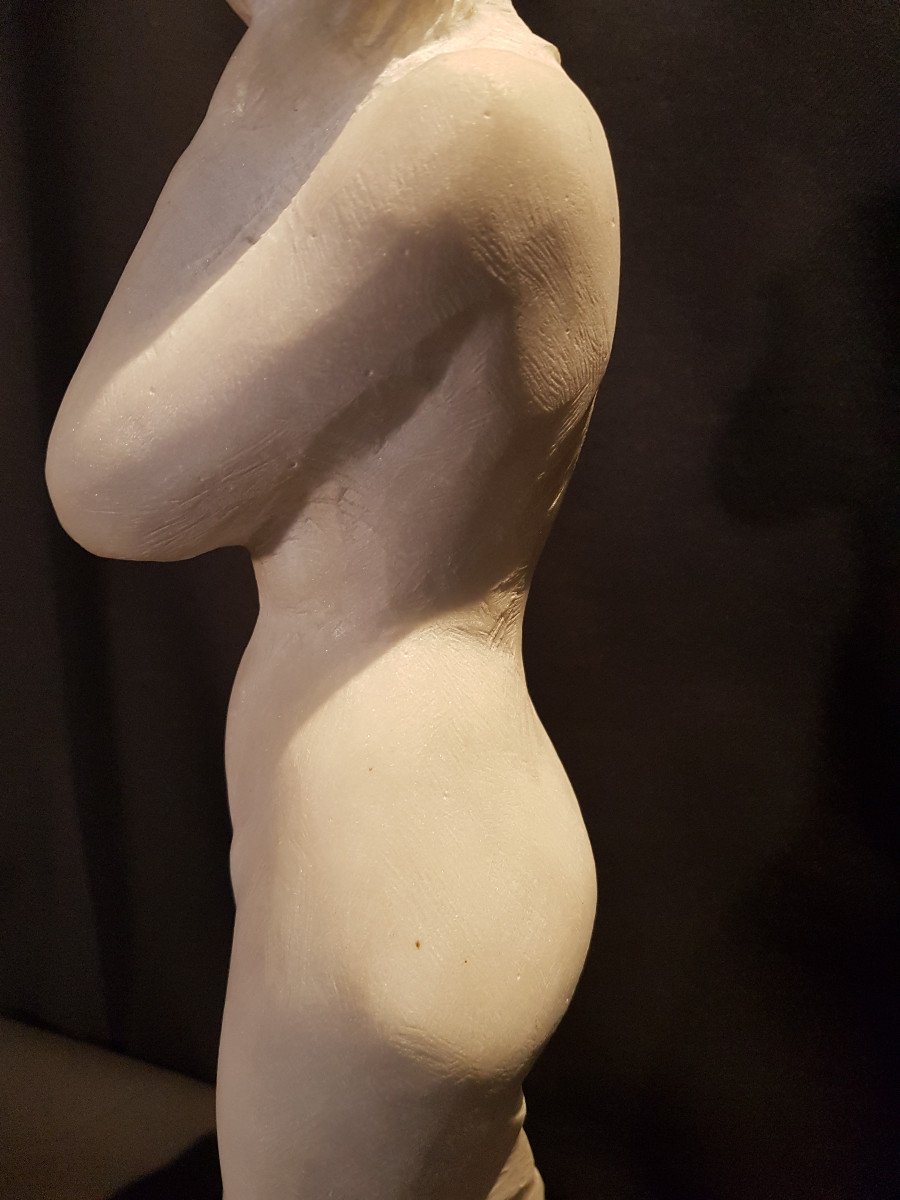 Femme Encapuchonnée, Marbre Blanc, Art Déco - Ecole Belge-photo-4