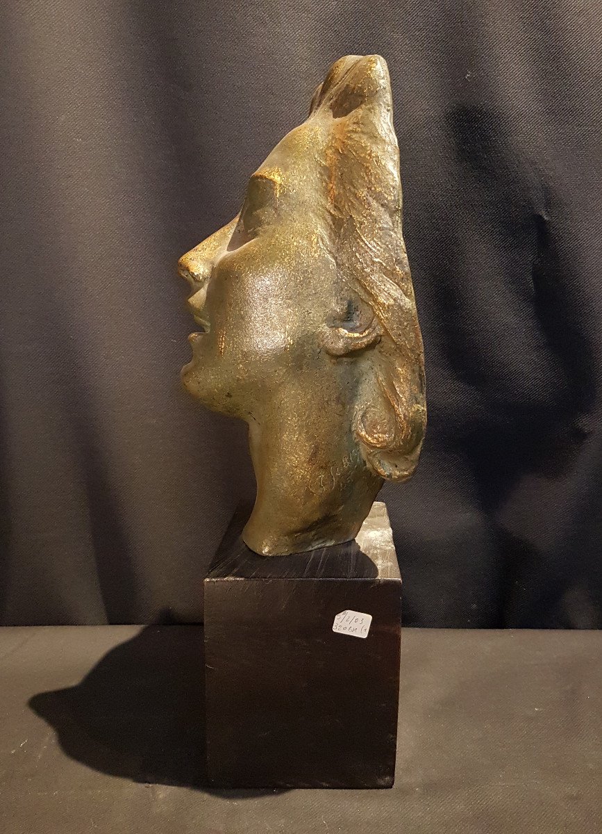 Melody, Gilt Bronze Patinated Terracotta Bust, 1945-photo-1