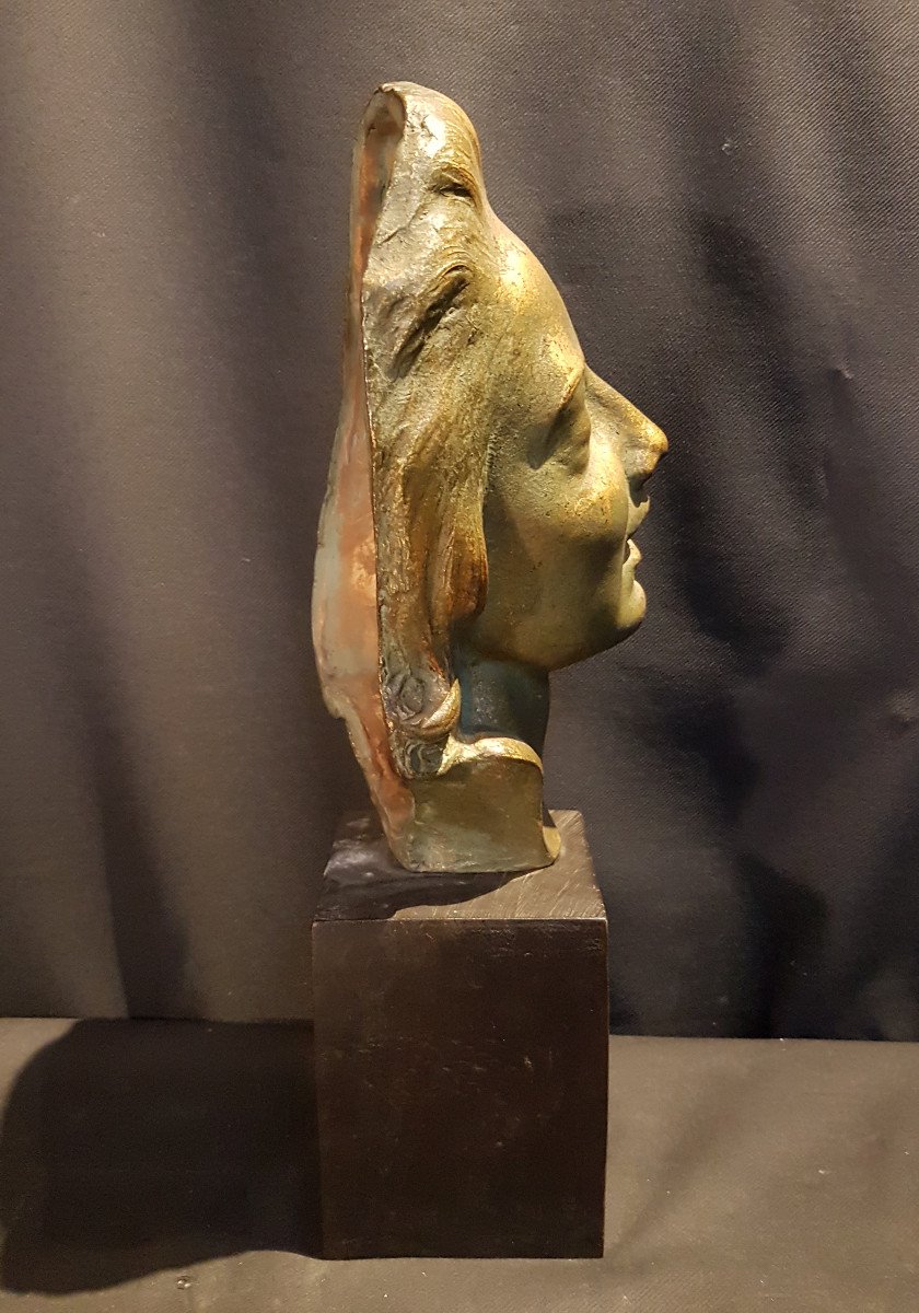 Mélodie, Buste En Terre Cuite Patinée Bronze Doré, 1945 -photo-4