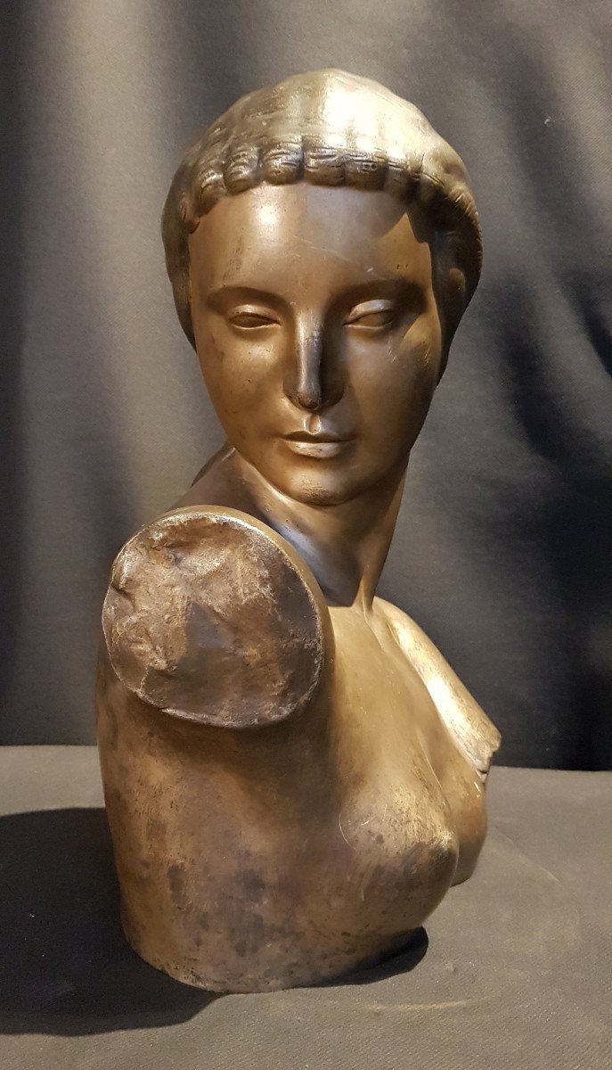 Buste En Bronze - Georges Chauvel art deco-photo-4