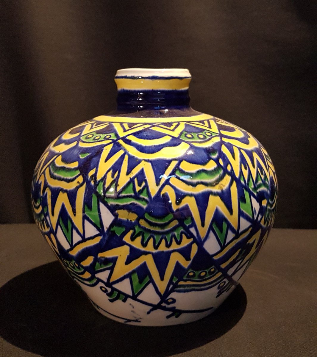 Vase Globulaire En Faïence - Boch Keramis, Charles Catteau