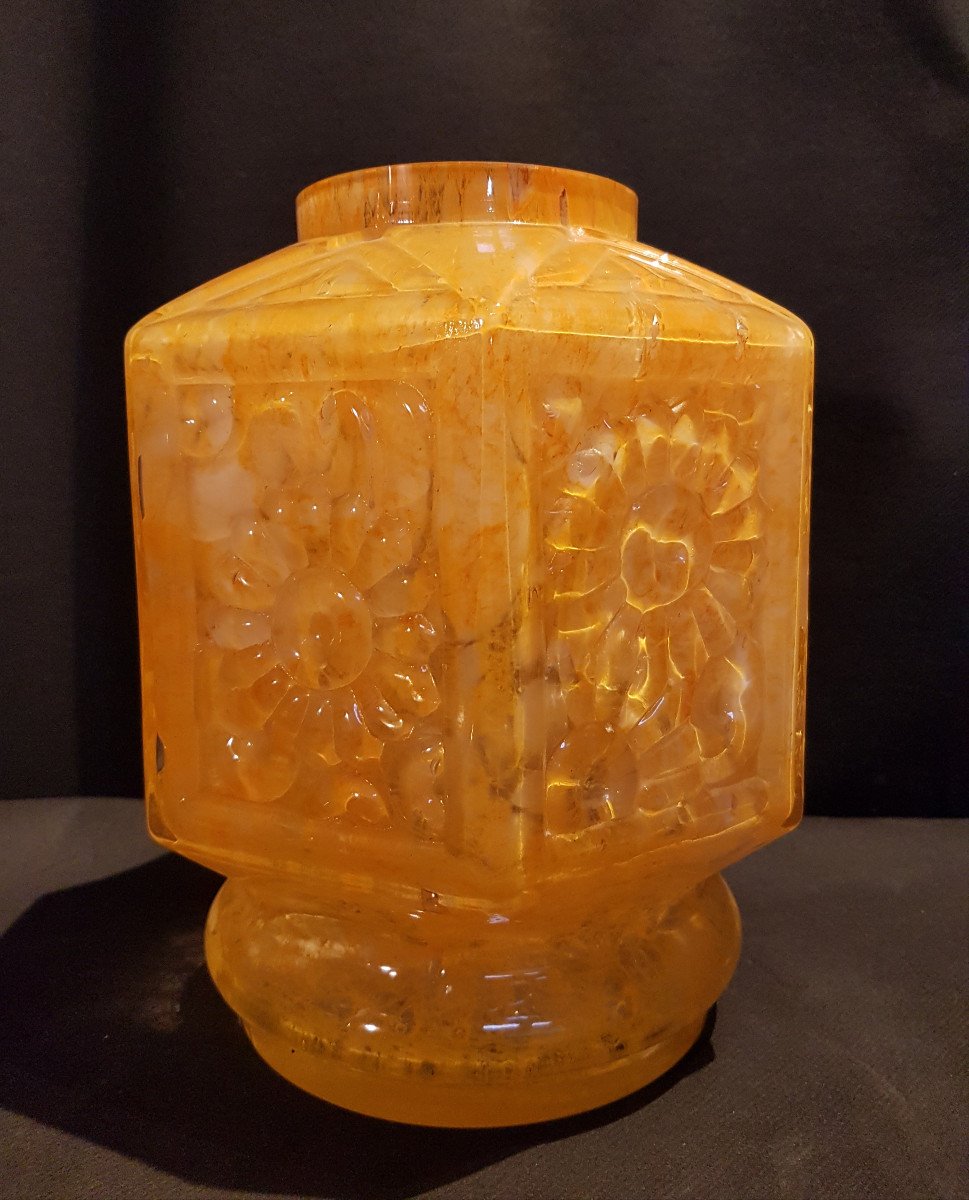 Multilayer Hexagonal Glass Vase, Art Deco Henri Heemskerk (1886-1953)-photo-2