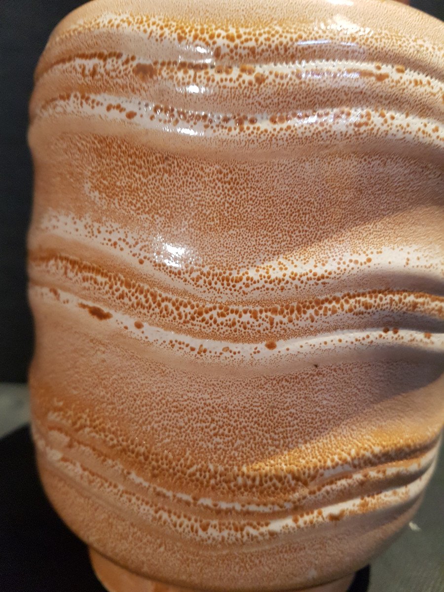 Vase Cylindrique En Faïence, Décor Moucheté, Art Déco - Boch Keramis-photo-3