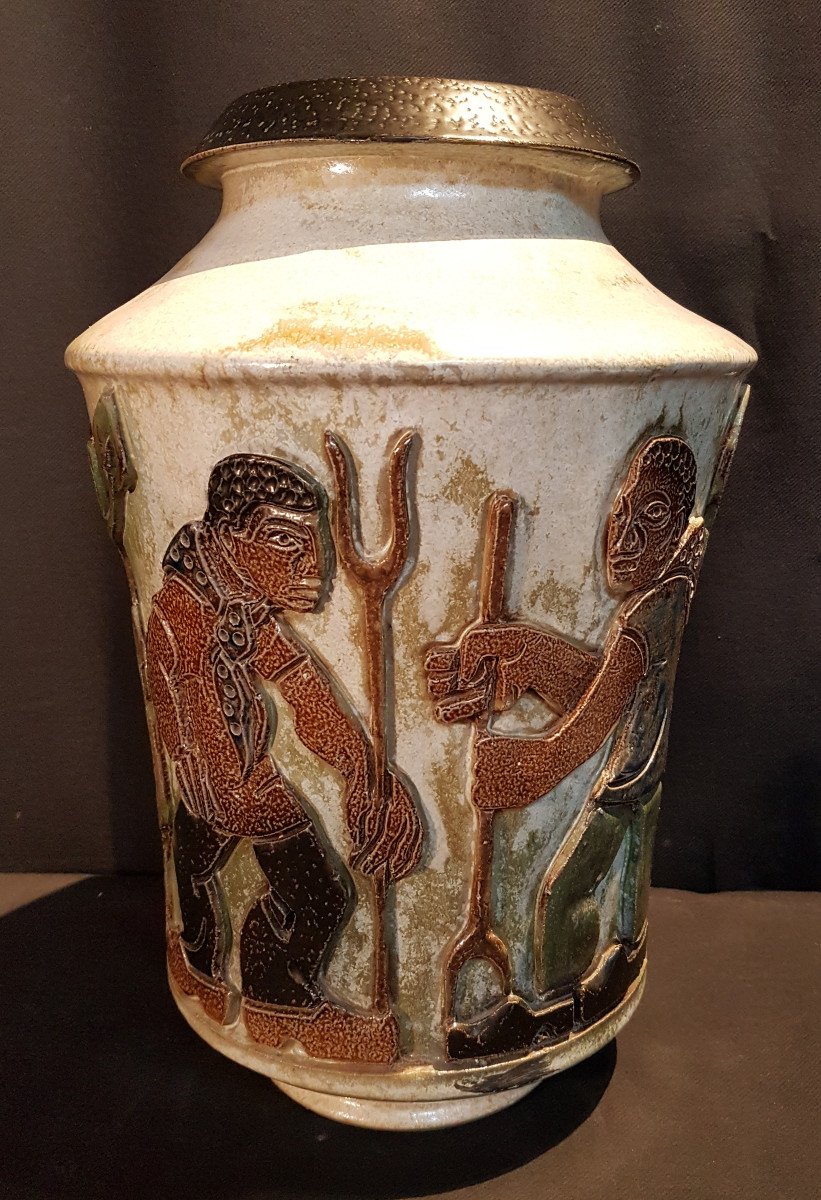 Vase En Grès Salé, Pièce Unique -  Guérin