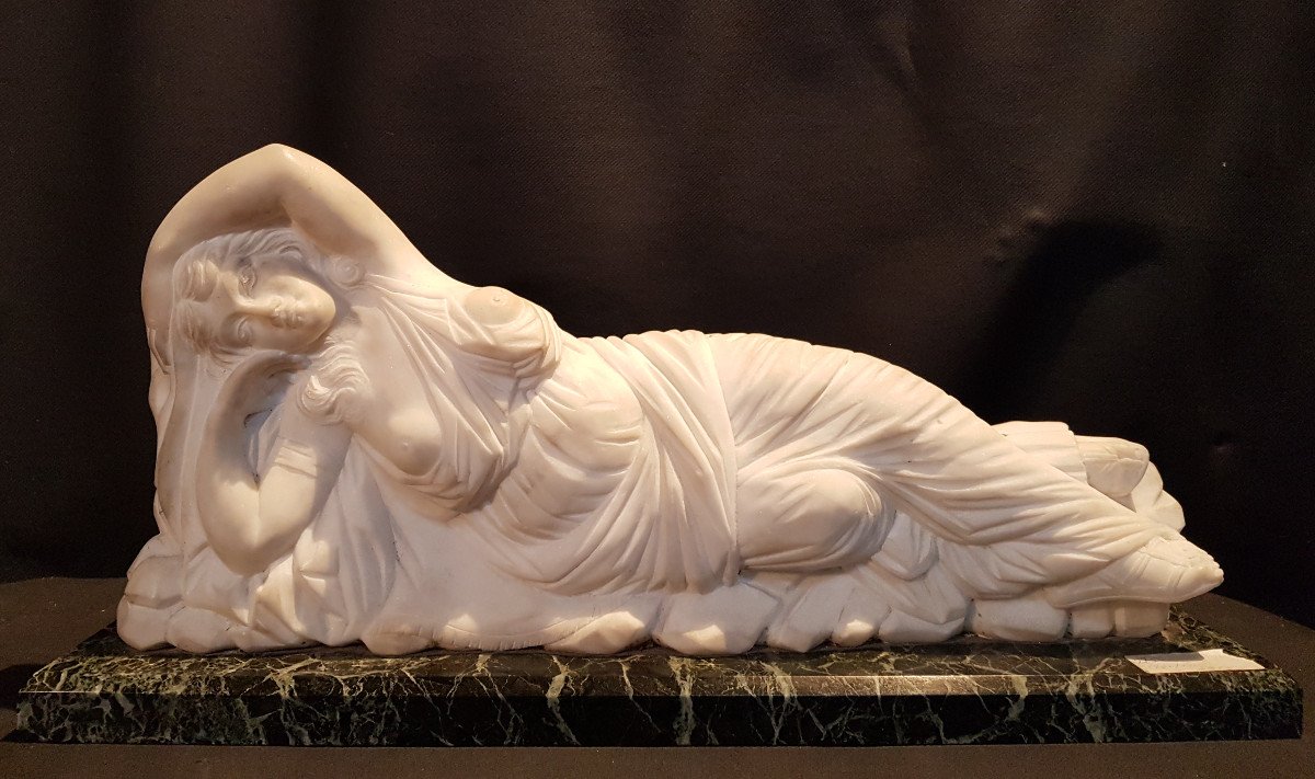 Reclining Woman, White Marble - Depaire 1930