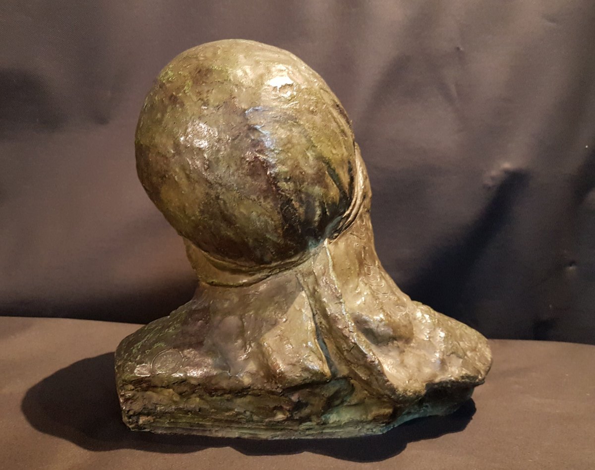 Bust Of Hélène Georges, Bronze - E. Nigritta-photo-3