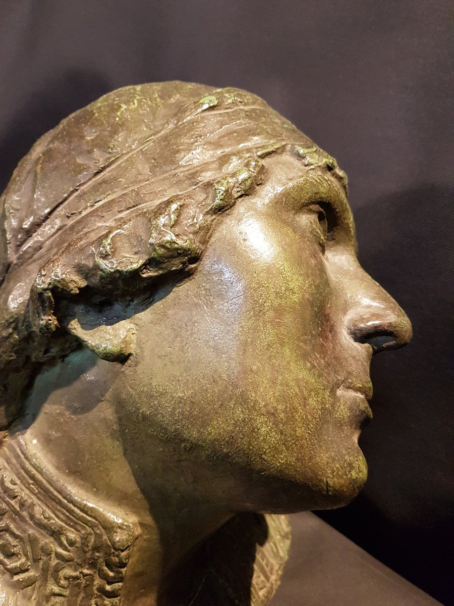 Bust Of Hélène Georges, Bronze - E. Nigritta-photo-6