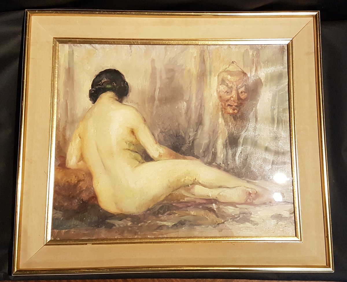 Nu Au Masque, huile sur toile, 1928 - Jos Desmedt