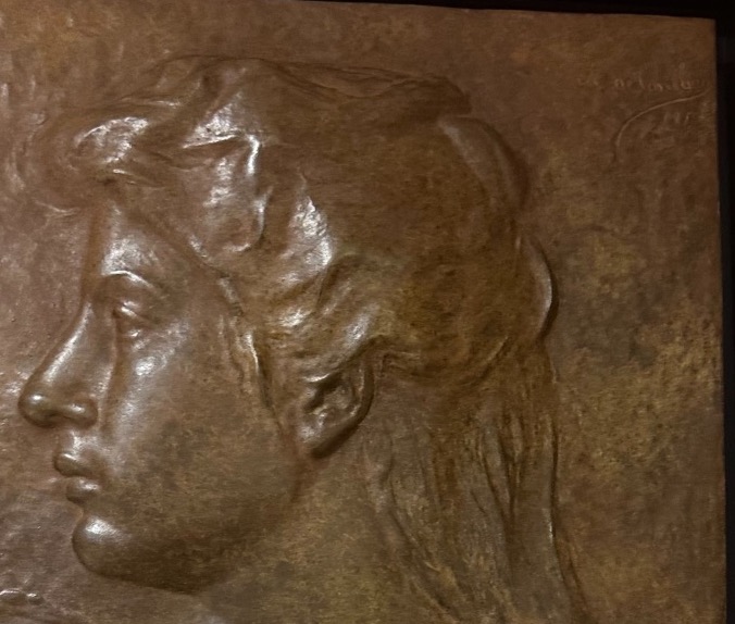 Portrait De Femme, Bas Relief En Bronze - Alphonse De Tombay symboliste -photo-4