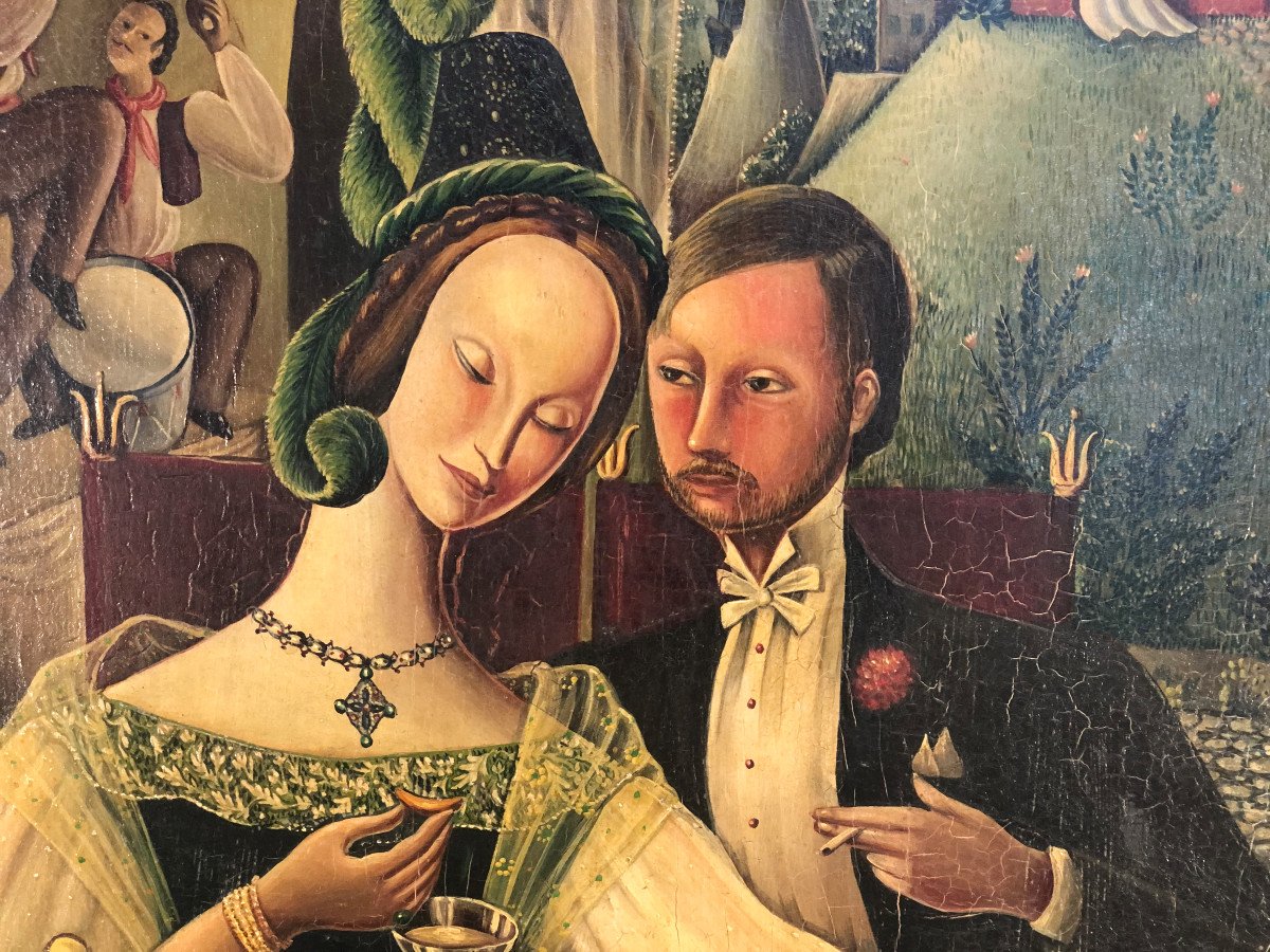 Helene Chady - Peinture - 1949 - Huile Sur Panneau - Signé peintre sud de la France (Nice)-photo-2