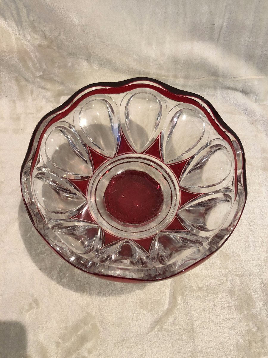 Coupe En Cristal - Val Saint Lambert - Rouge - 23 X 13cm-photo-2