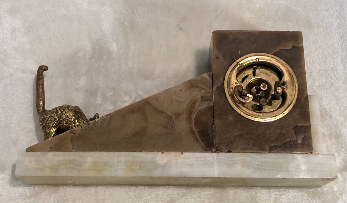 Pendule Avec Bronze Animalier - Bayard - Base : 5 X 26cm -photo-1
