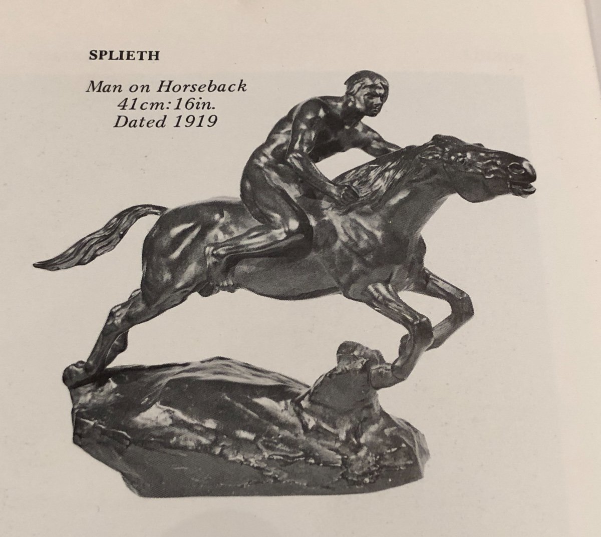 Sculpture - Splieth - Man On Horseback - Bronze - 1919 - 17 X 47 X 47cm-photo-1