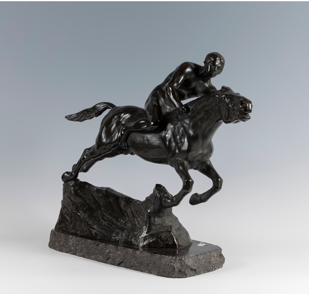 Sculpture - Splieth - Man On Horseback - Bronze - 1919 - 17 X 47 X 47cm