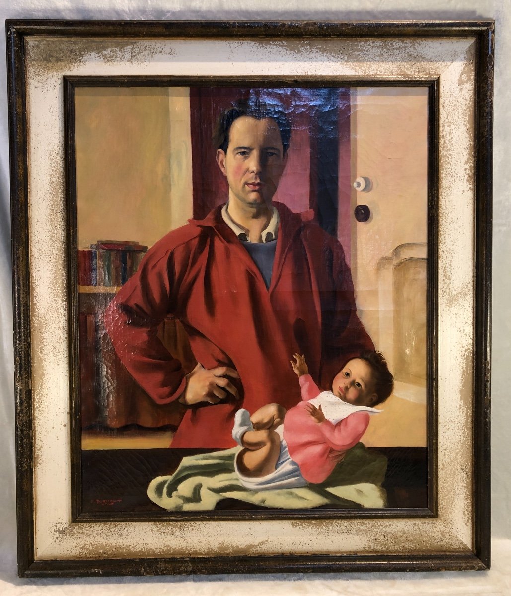 Painting - Jacques. Dormont(1914-2005) - The Father And The Child - Hst - 62x74cm - Signed