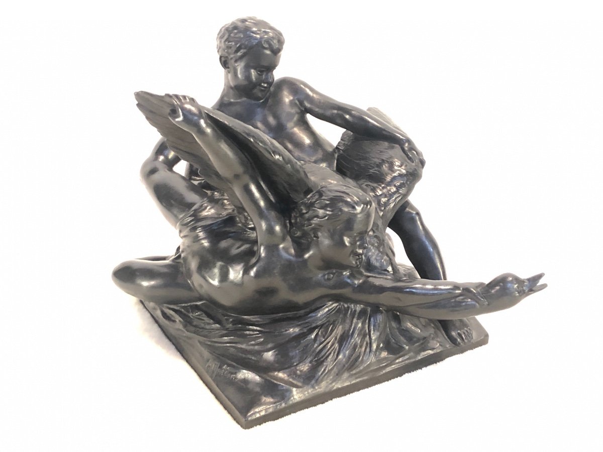 Bronze Arsène Matton - Symbolist Composition - 