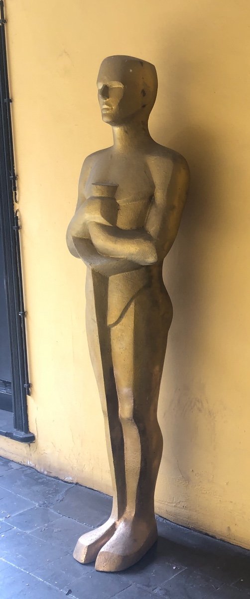 Paire de Grandes Sculpture d'Un Oscar - Matière En Résine - Dim. 37 X 58 X 210cm-photo-2