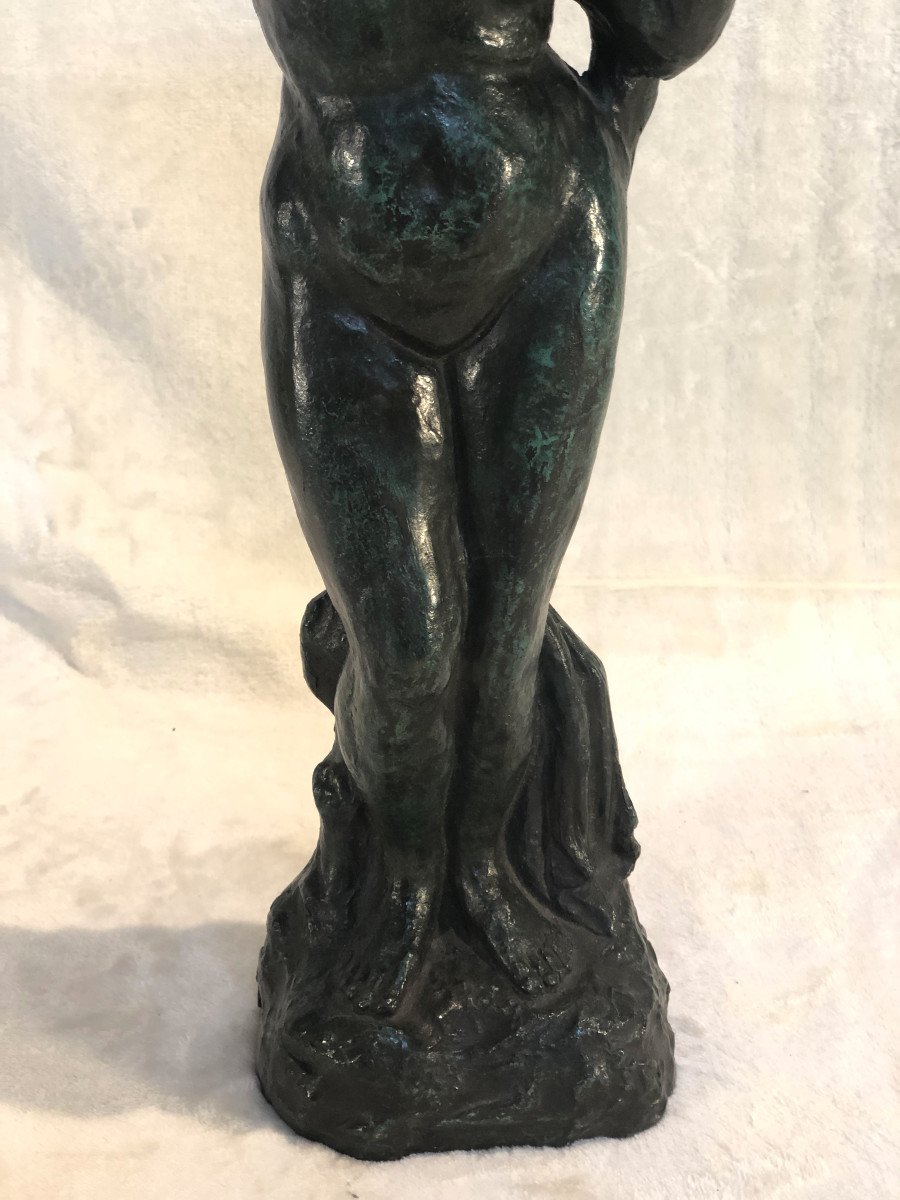 Sculpture En Bronze/fontaine - Femme à La Cruche - 13 X 47cm - Circa 1950-photo-3