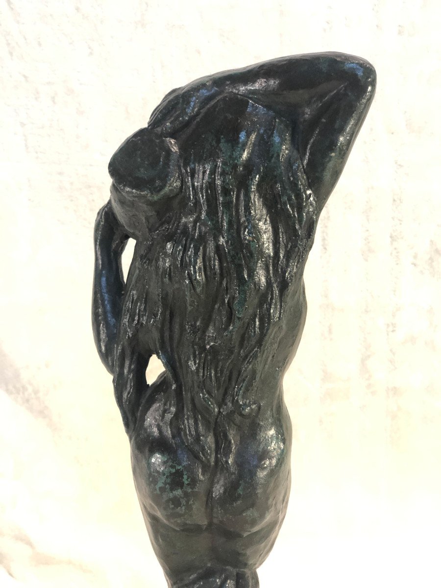 Sculpture En Bronze/fontaine - Femme à La Cruche - 13 X 47cm - Circa 1950-photo-1