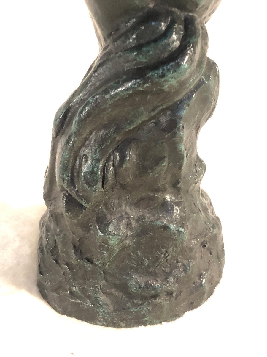 Sculpture En Bronze/fontaine - Femme à La Cruche - 13 X 47cm - Circa 1950-photo-2