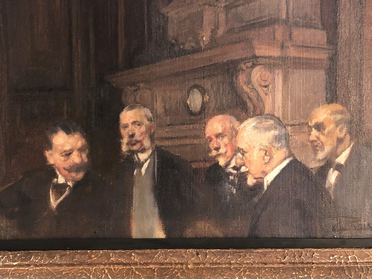 Esquisse Sur Toile Représentant Le Comité De Direction De La Banque Nationale De Belgique 1925 Herman Richir-photo-2