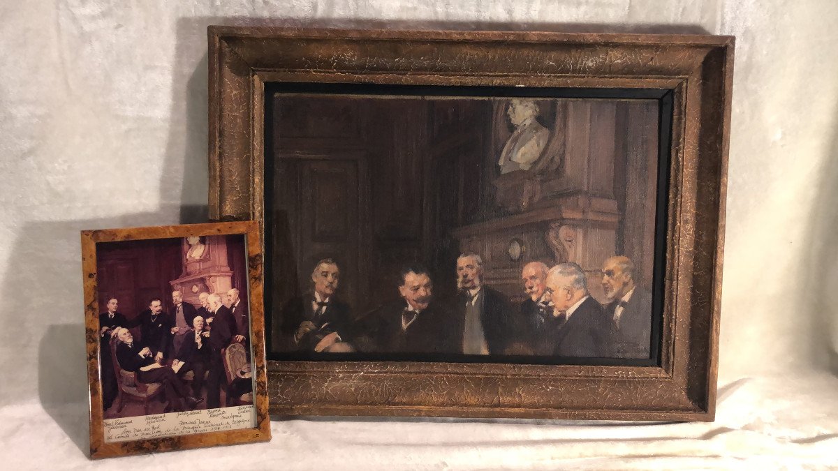 Sketch On Canvas Representing The Board Of Directors Of The National Bank Of Belgium 1925 Herman Richir-photo-2
