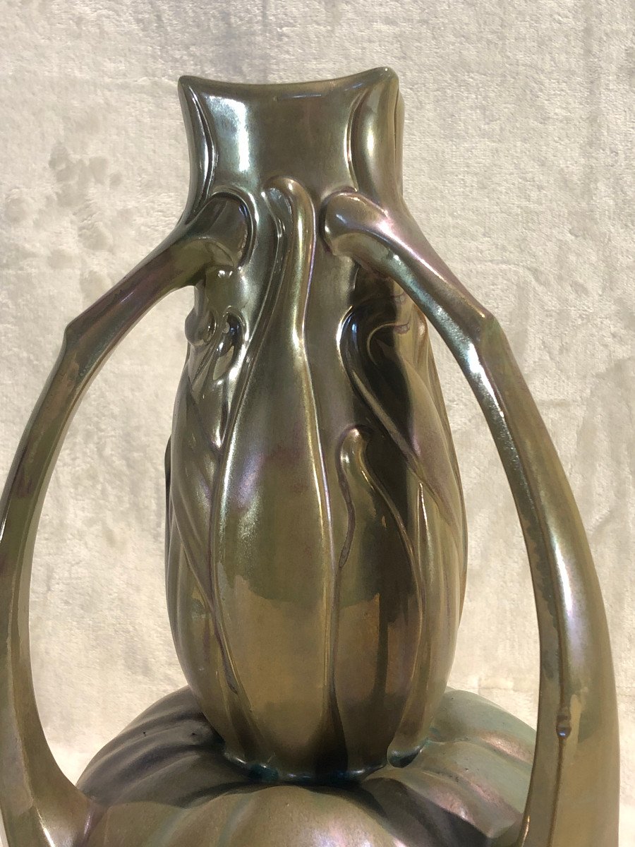 Rare Art-nouveau Stoneware Vase By Charles Catteau - 19 X 32cm - Circa 1904-1906-photo-3