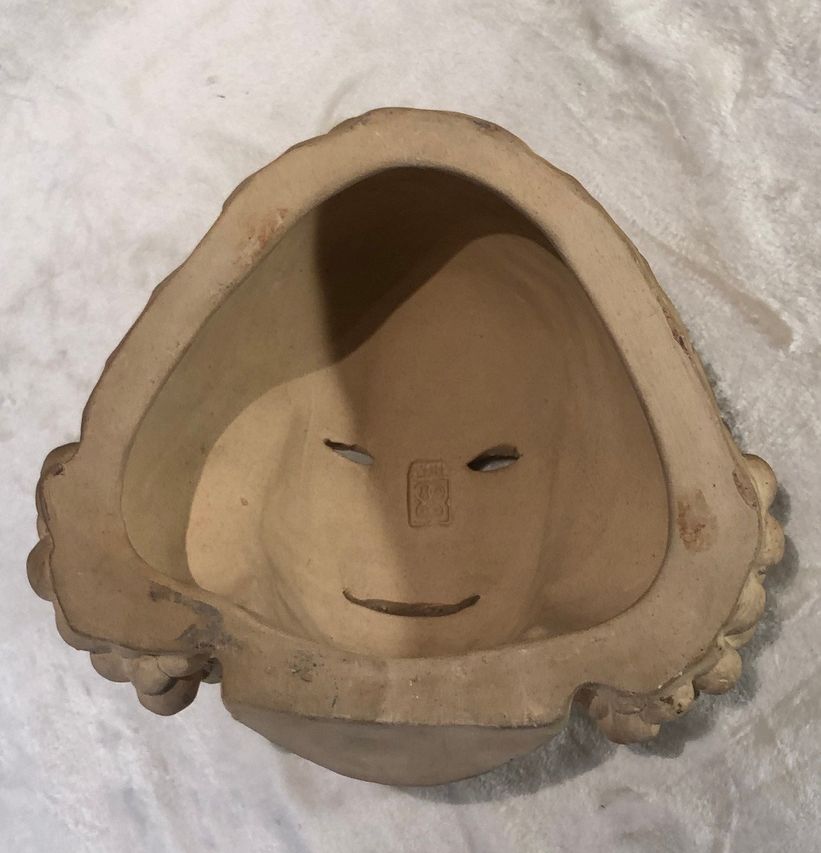 Tête En Faïence / Masque En Céramique - Cachet Biot - Made In France - 14x23x25cm-photo-2