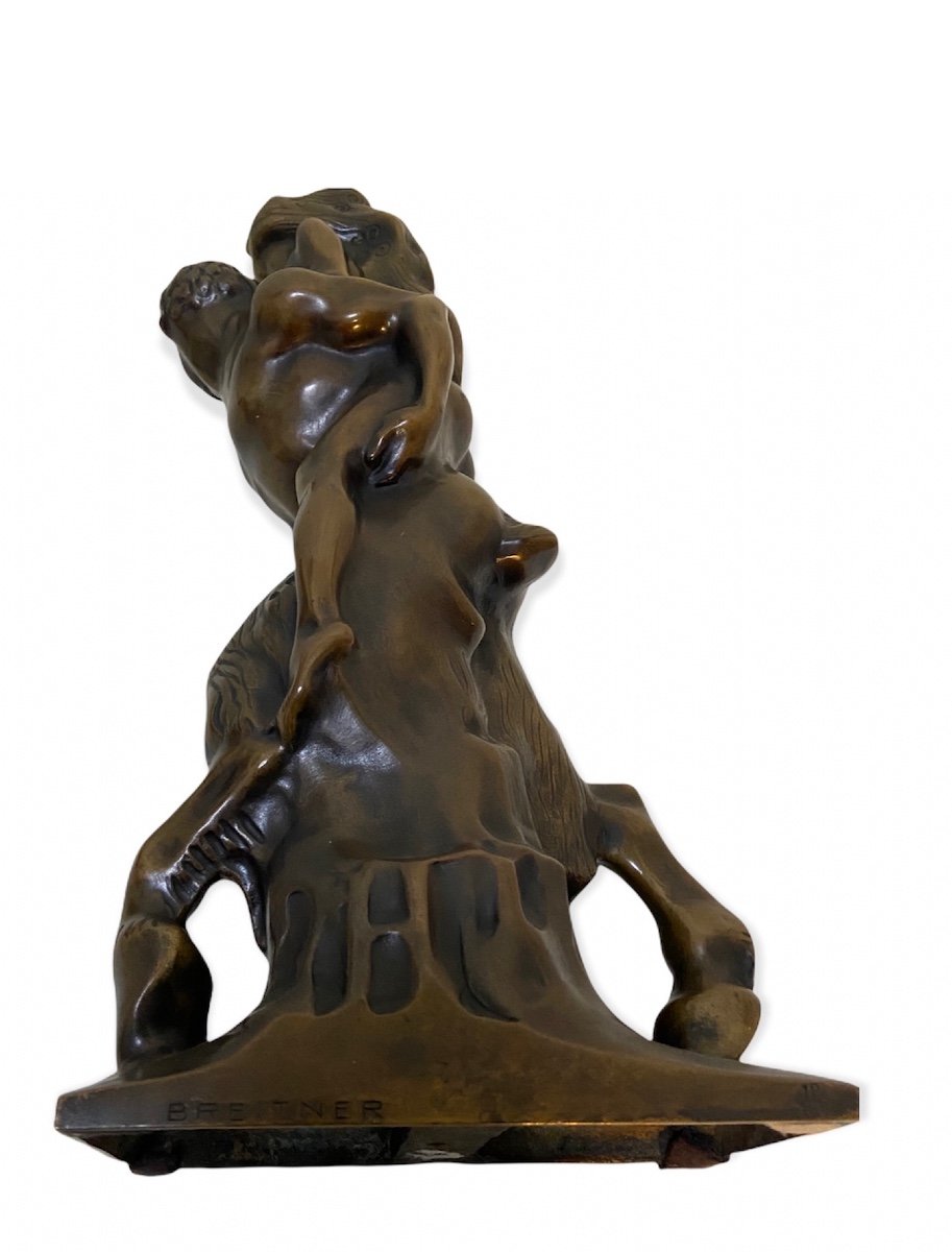 Bronze Erotic Joseph Breiner Vienna 1864-1930 Woman And Satyr-photo-1