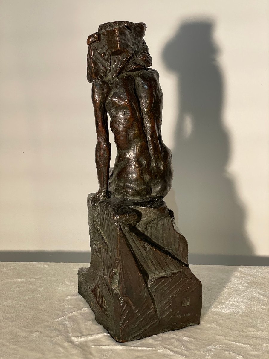 Bronze Sculpture - Female Subject - Signed: Jtm Monogram - Dated 12.1922  München -photo-6