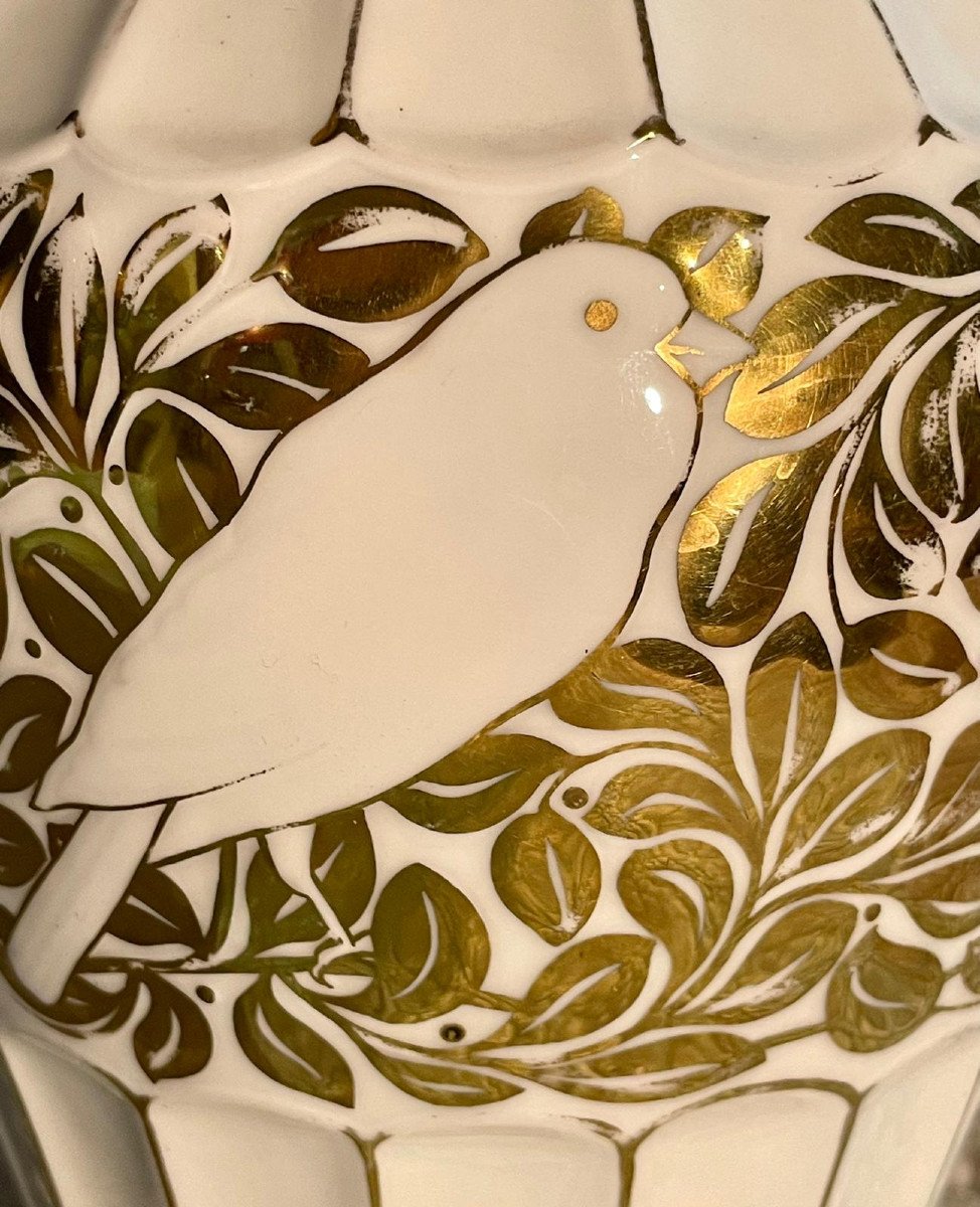 Vase Art-deco Avec Couvercle - Décor Oiseaux Et Perroquets - Artiste Fritz Klee-photo-3