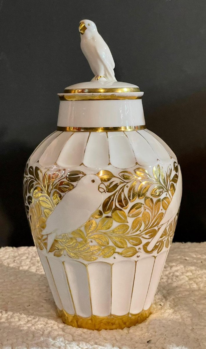 Vase Art-deco Avec Couvercle - Décor Oiseaux Et Perroquets - Artiste Fritz Klee