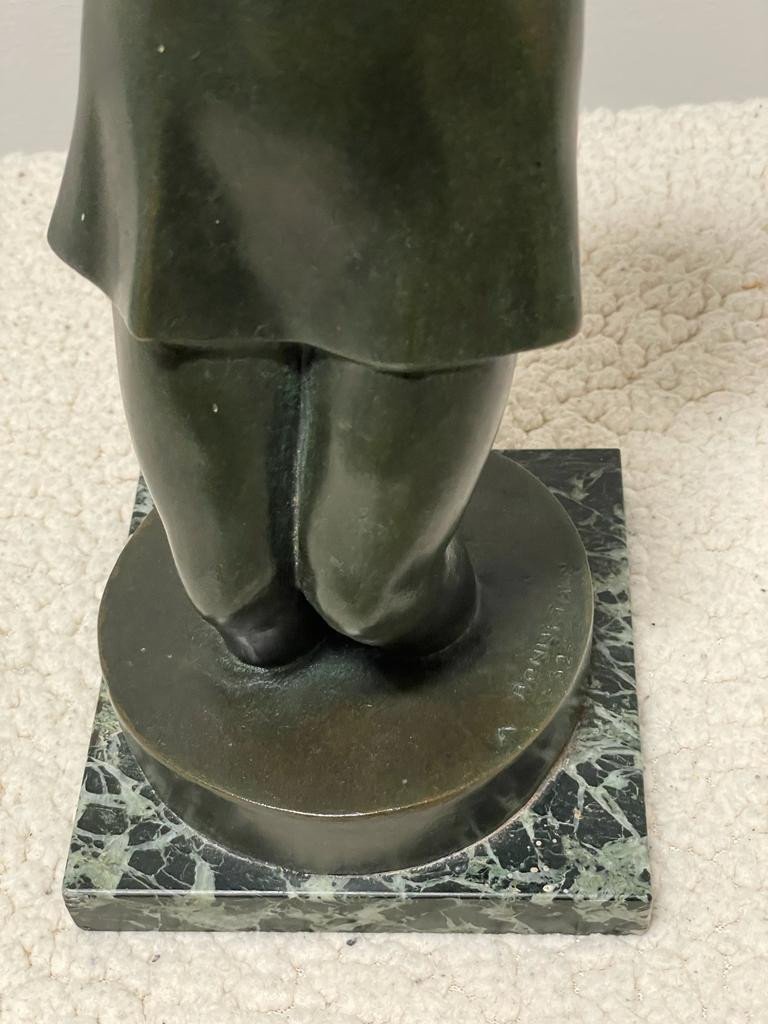 Bronze Sculpture, The Elegant Art-deco, Signed A. Bonnetain Dated 1932-photo-4
