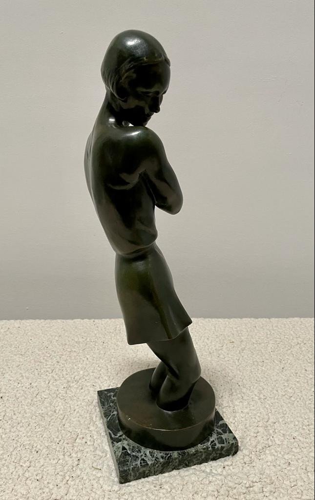 Bronze Sculpture, The Elegant Art-deco, Signed A. Bonnetain Dated 1932-photo-5