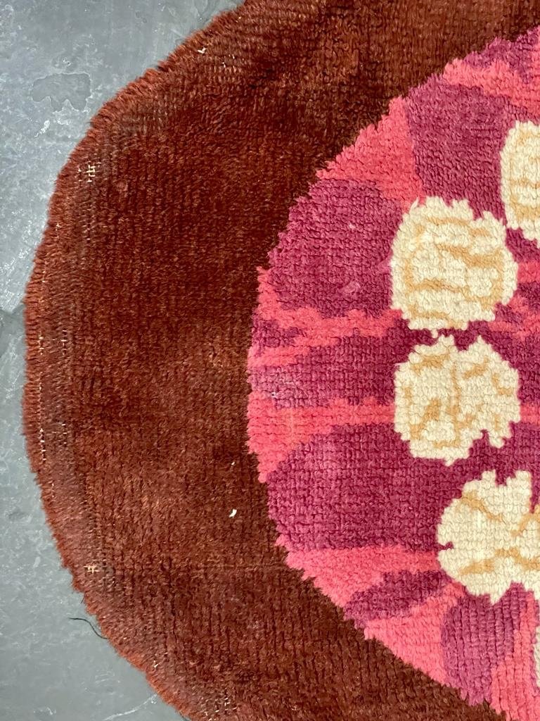 Art-deco Oval Rug - Belgian Origin, Kortrijk Region - Wool Material - Size 90x167cm-photo-3